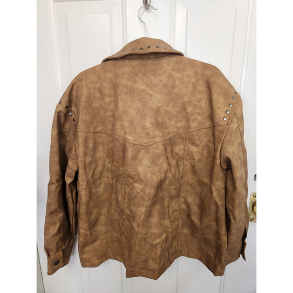 Wild Fable Brown Faux Leather Fringe Jacket L - Picture 5 of 13